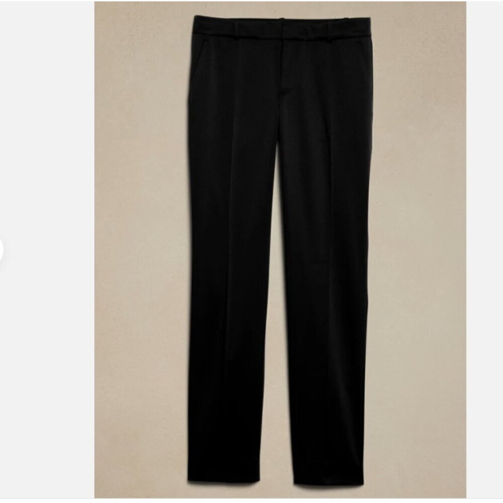 Banana Republic Black Satin Ryan Straight Leg Stretch Pants 8 PETITE RT$110 NEW - Picture 4 of 9